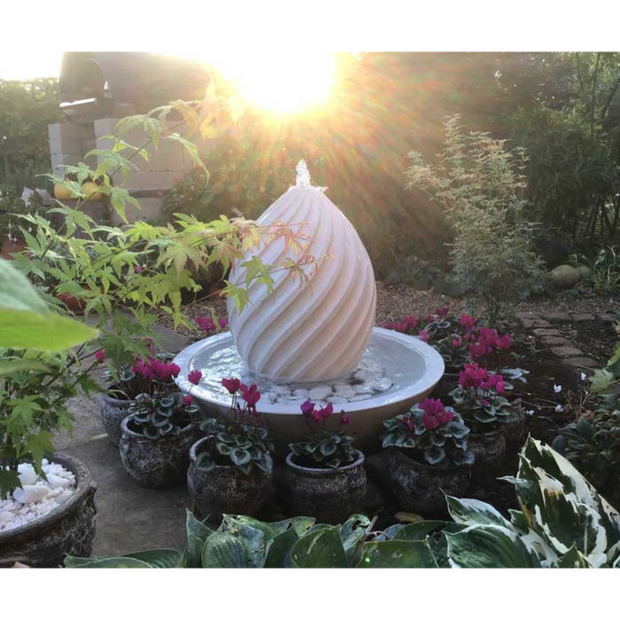 Haddonstone - Spiral Egg Pebble Bowl Fountain - GC123