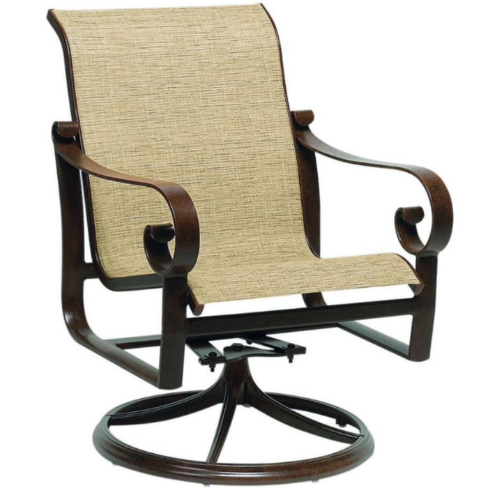 Woodard Patio Furniture - Belden Sling Swivel Rocking Dining Arm Chair - 620472