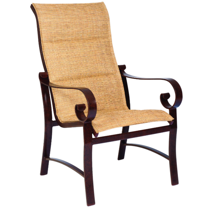 Woodard Patio Furniture - Belden Padded Sling High Back Dining Arm Chair - 62H525