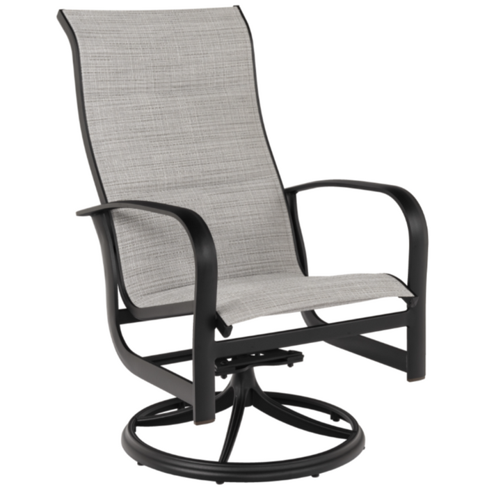 Woodard Patio Furniture - Fremont Padded Sling High Back Swivel Rocking Dining Arm Chair - 2P0588