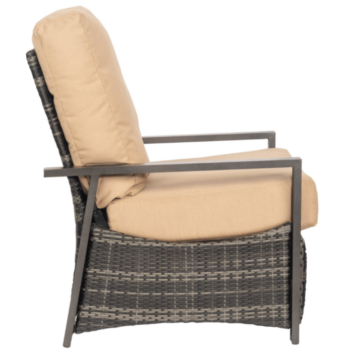 Woodard Patio Furniture - Saddleback - Wicker Recliner - please note only available in Charcoal Gray Weave - S504435