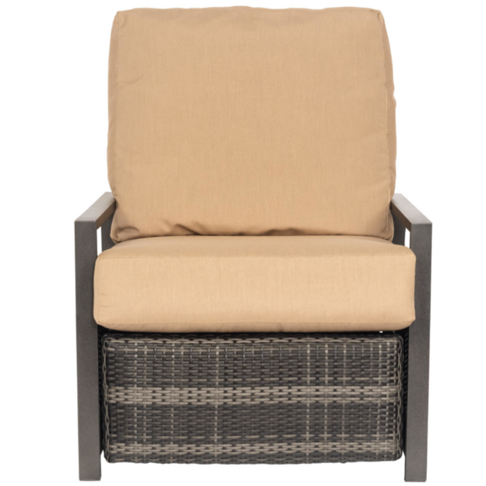 Woodard Patio Furniture - Saddleback - Wicker Recliner - please note only available in Charcoal Gray Weave - S504435