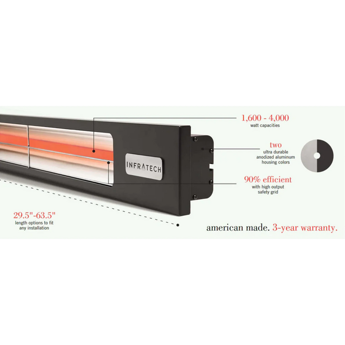 Infratech Heaters - Slimline Silver  63 1/2-Inch 3000 Watt, 240 Volt Infrared Patio Heater - SL3024SV